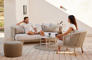 للبيع بالجملة فناء فاخر بتصميم حديث للأماكن الخارجية وسادة ناعمة مقاومة للماء مصنوعة يدويًا من مادة خشب الساج بحبل منسوج يدويًا - Product Image 2