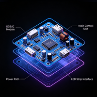 Contrôleur de bande LED RGB IC, module PCBA pour bande lumineuse flexible RGBW adressable, contrôleur de lumière ambiante intelligent PCBA