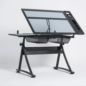 Stüdyo tasarımı Deluxe zanaat istasyonu tezgah tipi masa yükseklik ayarlanabilir cam çizim masası