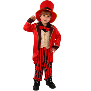 Disfraz de circo para niños, traje de pantalones a rayas rojas con sombrero para niños, fiesta, actuación, juego de rol - Product Image 2
