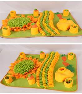 Moderne zonnebloemprint polar fleece snuffelmat, wasbaar, interactief slow feeder speeltje, 70x50cm, duurzaam voor grote honden binnenshuis - Product Image 5