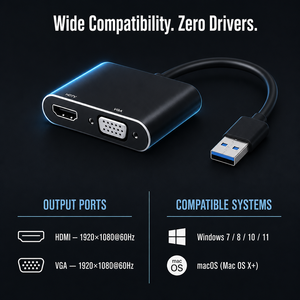 <span class=keywords><strong>Adaptateur</strong></span> <span class=keywords><strong>USB</strong></span> 3.0 vers HDMI et VGA, convertisseur <span class=keywords><strong>USB</strong></span> vers HDMI VGA, <span class=keywords><strong>adaptateur</strong></span> vidéo double moniteur pour ordinateur portable, PC, bureau, maison, travail - Product Image 4