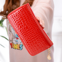 Dompet Kulit Wanita Model Kartu, Desainer Mewah, Fashionable, Ukuran Kecil, Motif Kulit Buaya PU, Logo Custom, untuk Perjalanan