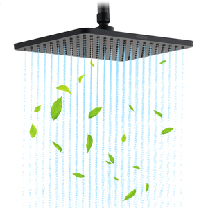 Soffione Doccia Fisso da Soffitto <span class=keywords><strong>Quadrato</strong></span> da 9 Pollici a Risparmio Idrico, Finitura Nera ad Alta Pressione con Effetto a Pioggia - Product Image 1