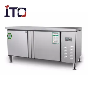 Meja Kerja Freezer Dalam Dada Kulkas Pendingin Dapur Komersial Stainless Steel Display Kulkas Freezer