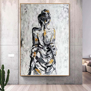 Su misura astratto ragazza nuda immagine fatta a mano bellezza pittura a olio tavolozza coltello tela Base parete arte per soggiorno parete Deco - Product Image 3