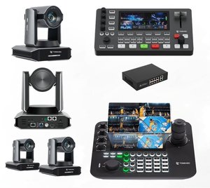 ชุดอุปกรณ์ส่งฟรี USD4315 = กล้อง PTZ ติดตามอัตโนมัติด้วย AI ความละเอียด 4K60FPS ซูม 30 เท่า 4 ตัว + จอยสติ๊กควบคุม PTZ + เครื่องผสมสัญญาณวิดีโอ + สวิตช์ PoE - Product Image 1