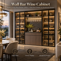 Armoire à vin murale Minghou, armoire de rangement à vin moderne et luxueuse, porte en verre, présentoir pour l'intérieur résidentiel