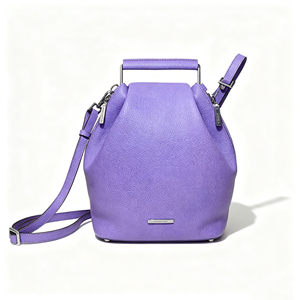 Elegant Ladies Purple Bucket Handbag Pebbled Grain Texture Metal Top‑handle Adjustable Detachable <b>Strap</b> Casual <b>Shoulder</b> <b>Bag</b> - Product Image 1