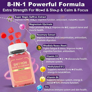 โรสเบสท์ รสราสเบอร์รี่ธรรมชาติ ปราศจากน้ำตาล 8 in 1 อาหารเสริมกัมมี่ซัฟฟรอนแมกนีเซียม ผสมโรดิโอลา โรเซีย และโรสแมรี่ - Product Image 2