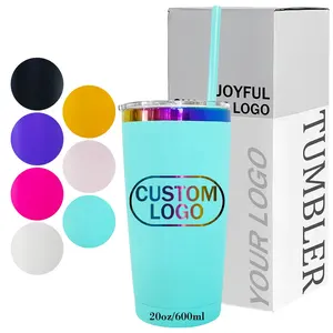 custom logo macaroon colored tumbler vacuum insulated rainbow plated water bottle powder coated 20oz tumbler for Valentine's Day