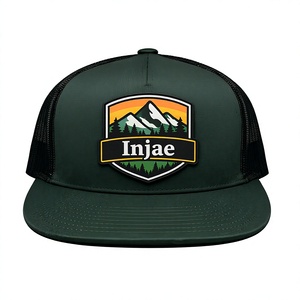 Wholesale Custom Logo PVC Patch 5 Panel Mid Profile Trucker Hat Outdoor <b>Flat</b> Brim Mesh High Quality Premium <b>Cap</b> For <b>Men</b> - Product Image 1