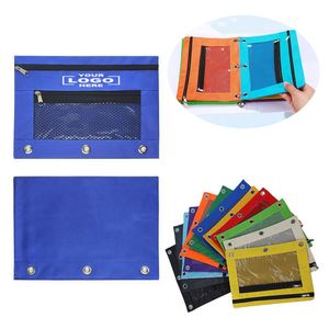 Custom Pencil Pouch Double-layer Zipper Oxford Cloth Document Bag 3 Rings Binders <b>File</b> Folder Waterproof Visual <b>Storage</b> Bag - Product Image 1
