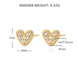 Boucles d'oreilles tendance en gros, prix d'usine, plaqué or 18 carats, forme cœur, pour femmes - Product Image 6