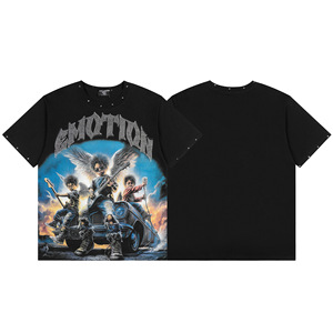Camiseta Vintage de Manga Corta de Algodón Puro, Lavada <span class=keywords><strong>y</strong></span> Desgastada, Estilo Urbano - Product Image 5