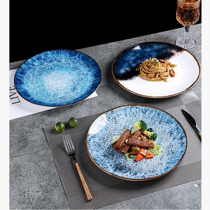 Gran oferta, platos de cerámica navideños para el hogar, bandejas de gastronomía Molecular de porcelana, platos de mercurio con esmalte azul - Product Image 1