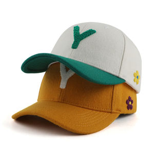 Op maat geborduurde logo 6-panel melton wollen baseballpet, tweekleurige petten, winter baseballpetten voor heren - Product Image 3