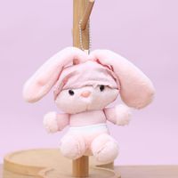 Pendentif lapin à longues oreilles, célébrité d'Internet, adorable petit lapin en peluche, jouet, poupée, décoration à suspendre pour sac, pendentif en tissu