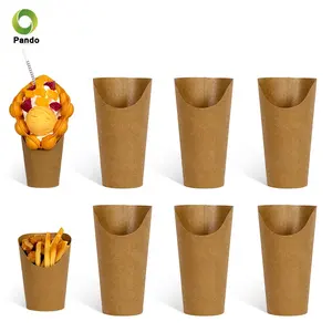 Brown Kraft Chip French Fries Holder Copo De Charcutaria De Papel Descartável Snack Food Grade Cup