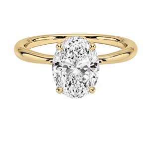 Anillo de Diamantes Ovalado Estilo Oriental Único, Chapado en Oro de 18K/14K, Diamante CVD con Halo Oculto, Anillo de Compromiso, Anillo de Novia, Joyería para Mujer - Product Image 2