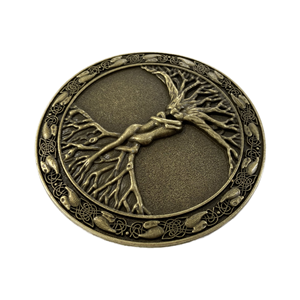 Hebilla de cinturón redonda de bronce antiguo estilo western, diseño novedoso de árbol de la vida, informal, de zinc, CN GUA - Product Image 1