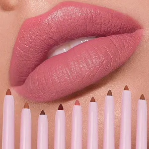 Crayon à lèvres en vrac sans logo Fabricant de produits de beauté végétaliens Logo personnalisé Crayon à lèvres brun mince anti-taches