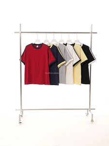 Camiseta Casual de Manga Corta de Algodón 100% Jersey de 240g de Marca Americana de Moda para Hombre y Mujer, Lisa, Cuello Holgado - Product Image 4