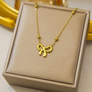 מתכת טיטניום פלדה טיטניום 18k צלב זהב 18 קראט תליון שרשרת לב נשים שרשרת לב - Product Image 5