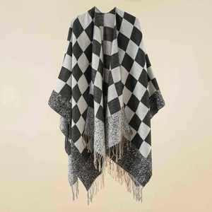 Poncho d'hiver en cachemire de haute qualité pour femme 2024, châle-couverture, cape, poncho ouvert à capuche pour l'hiver - Product Image 5