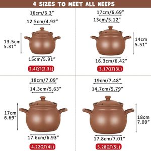 Zisha rouge non émaillée 2.4QT <span class=keywords><strong>casserole</strong></span> en terre cuite naturelle couvercle de <span class=keywords><strong>casserole</strong></span> en argile pour la cuisson du riz marmite Dolsot Bibimbap <span class=keywords><strong>casserole</strong></span> à soupe - Product Image 4