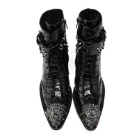 NA427 Nouvelles Bottes Gothiques d'Automne pour Hommes à Bout Pointu, en Cuir Véritable, pour Spectacles Scéniques, Chaussures à Talons Hauts Punk avec Clous, Bottines à Rivets