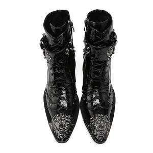 NA427 חדש סתיו גותי גברים הבוהן מחודדת שלב ביצועים אמיתי עור מגפי זכר פאנק הרבעה גבוהה עקבים נעלי נעלי מסמרת - Product Image 6