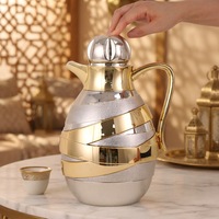 Desain Arab Minimalis Modern 1 Liter dengan Lapisan Metalik Mengkilap, Termos Kopi Tahan Panas