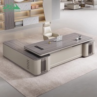 Bureau de direction de luxe Wayon, grand bureau en forme de L avec armoire de rangement latérale