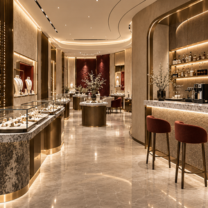 Vitrine à bijoux moderne et élégante avec éclairage LED, design durable et écologique pour la décoration intérieure de restaurant - Product Image 4