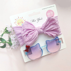 Nuovo Set 2026 Occhiali da Sole per Bambini con Fiocco e Fascia per Capelli, Accessori per Piccole Principesse, Occhiali da Sole Senza Montatura UV400 - Product Image 6