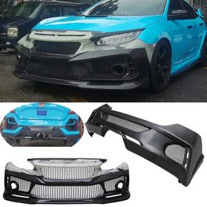 1 Set for Honda Civic 10TH FK8 SPOON Style Body Kits Carbon + FRP Front Bumper Lip Spoiler Rear Bumper Diffuser Chin <b>Splitters</b> - Product Image 1