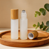 Botellas de Vidrio con Rodillo de Bambú para Perfumes y Aceites Esenciales, Transparentes y Ámbar, de 5 ml, 10 ml y 15 ml