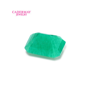 Creamy Emerald Rectangular Beveled Lab Created Gemstone For Jewelry Making - Product Image 3
