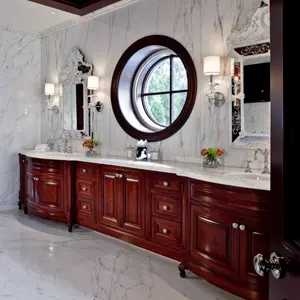 High End American Solid Wood Mirror Bathroom Cabinet Corner