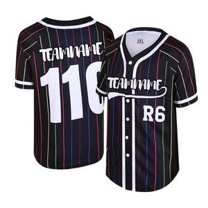Uniformes Deportivos Sublimados al por Mayor, Camisas Personalizadas con Botones, Ropa Deportiva Hip Hop, Camiseta de Béisbol - Product Image 4