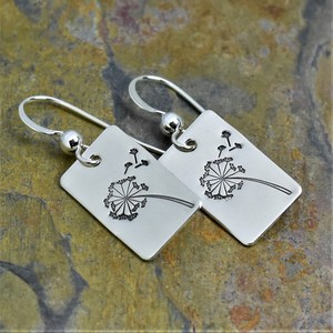 Vintage Rectangle Dandelion <b>Hook</b> <b>Earrings</b> for Women Simple Daily Wear Ear Accessories - Product Image 2