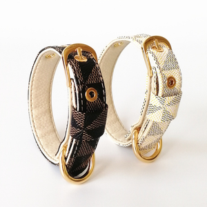 Tali dan kalung hewan peliharaan kerah tali anjing kucing kulit Vegan Pu tahan air kotak-kotak bergaya baru - Product Image 1