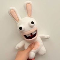 Peluche Lapin Fou en Polyester Lehman – Jouet Amusant Lapin aux Longues Oreilles et Visage Souriant – Cadeau Idéal pour Enfants