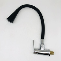 Robinet mural noir en céramique pour piscine, pistolet pulvérisateur, eau froide uniquement, bec allongé pour balcon, douchette moderne rotative