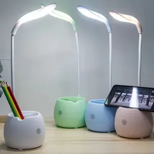 Lampu Meja LED, Lampu Meja dengan Dudukan Pena untuk Komputer/Desktop-Dapat Diisi Ulang, Lampu Meja Samping Tempat Tidur Perawatan Mata untuk Membaca Belajar