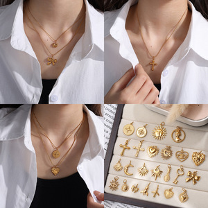 Ensemble de pendentifs en acier inoxydable plaqué or 18 carats, forme de cœur irrégulière, accessoires de bijoux DIY, bijoux unisexes tendance - Product Image 4