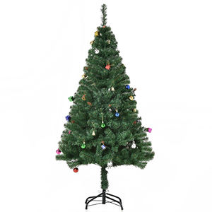 HOMCOM Arbre de Noël de 150cm avec 420 branches en PVC ignifugé, arbre de Noël avec décorations et branches épaisses, vert - Product Image 1