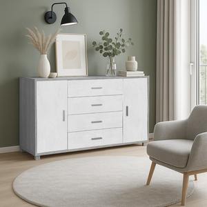 Aparador MOD. QUADRANTE CM 136X41 H. 86 CEMENTO Y ÓXIDO BLANCO - Product Image 1