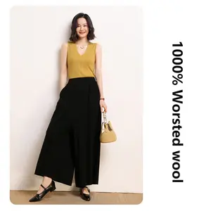 Elastic hem new High Quality Women's Clothing cashmere Wool Knitted dress Pants